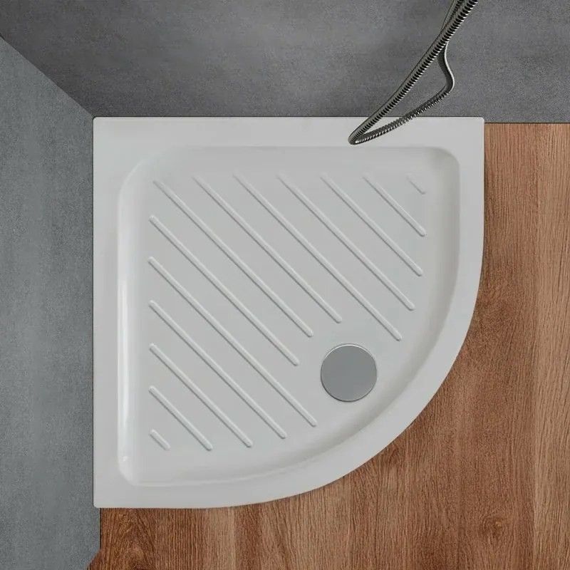 Piatto doccia 80x80 semicircolare in ceramica bianco Dolomite Gemma