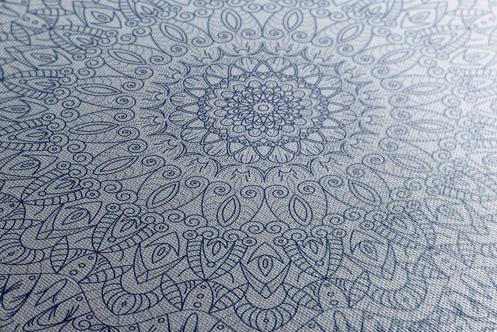 Stampa su tela – Mandala decorativa dettagliata in blu