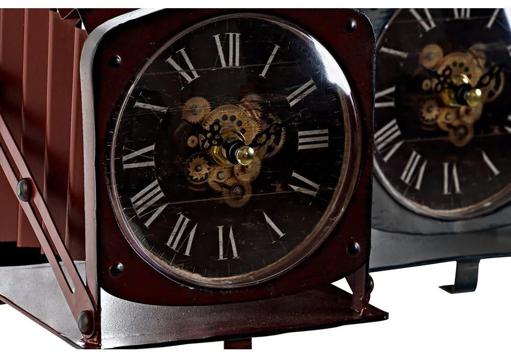 Orologio da Tavolo DKD Home Decor Bordeaux Fotocamera Rosso Grigio scuro Ferro Vintage (19 x 15 x 20 cm) (2 Unità)