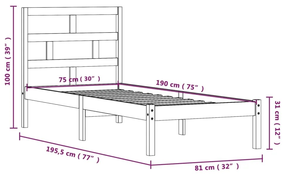 Giroletto 75x190 cm Small Single in Legno Massello