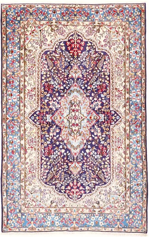 Kerman Tappeto 150 x 230 Blu (Iran) Annodato A Mano