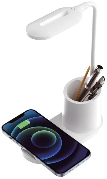 Lampada da tavolo LED LED/3W/5V con caricatore wireless bianco