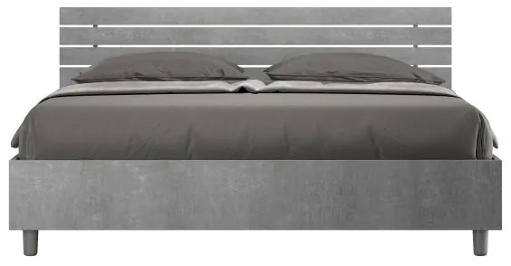 Letto matrimoniale contenitore 160x190 testata dritta con doghe cemento Ankel