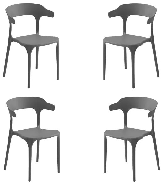 Sedia da cucina giardino con braccioli IDERIO Grigio 4 pezzi