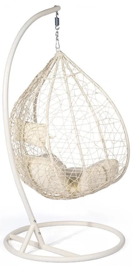 Poltrona sospesa bianco crema in rattan artificiale Noela - Bonami Selection