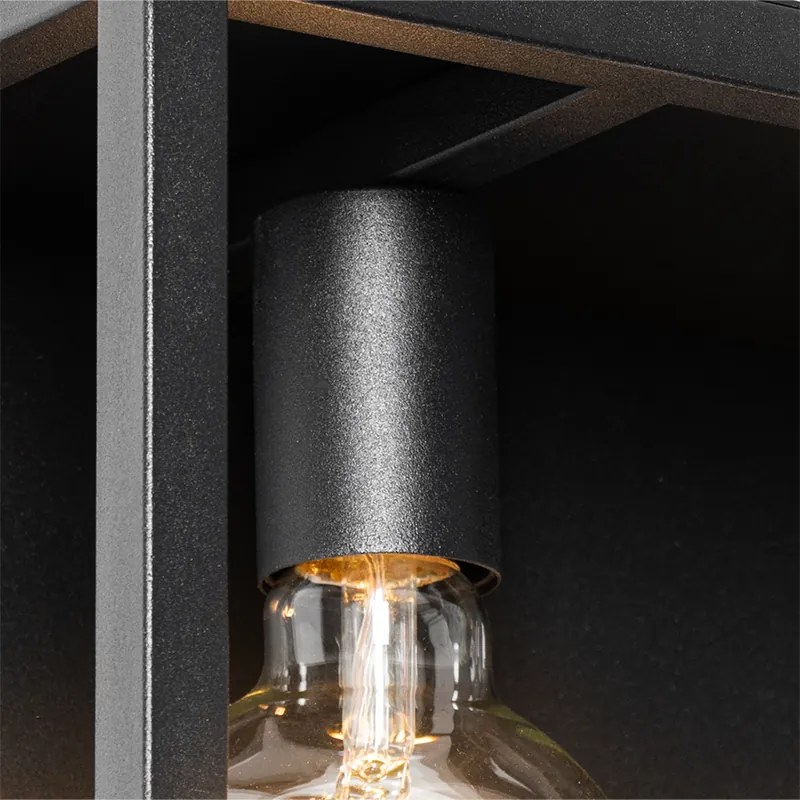 Applique da parete industriale nera con mensola 2 luci - Cage Rack