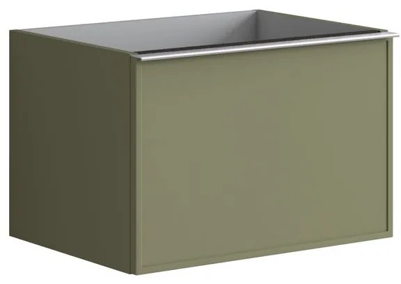 Mobile da bagno sotto lavabo Pixel frame frontale verde salvia e maniglia alluminio brillante laccato opaco L 60 x H 40 x P 45.5 cm 2 cassetti, lavabo non incluso