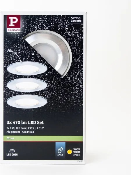 Paulmann 93462 - SET 3xLED/6W IP44 Lampada da incasso per bagno NOVA 230V