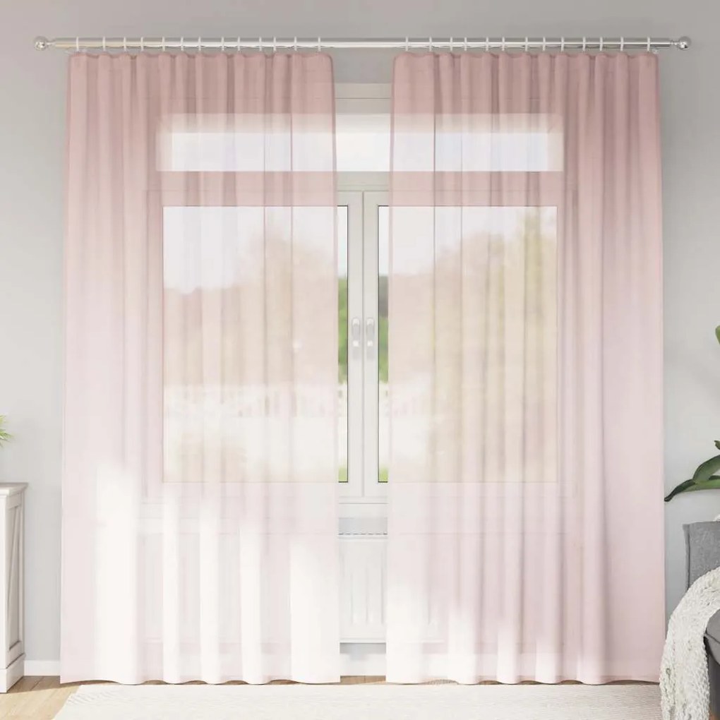 Tende İn Voile Con Passanti 2 Pz Rosa Chiaro 140x245 Cm /