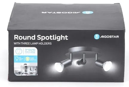 Aigostar - Faretto orientabile 3xGU10/60W/230V nero