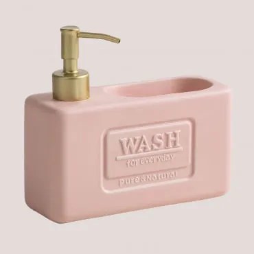 Dispenser di sapone da cucina in ceramica Yaddiel Gold Rosa Quarzo - Sklum