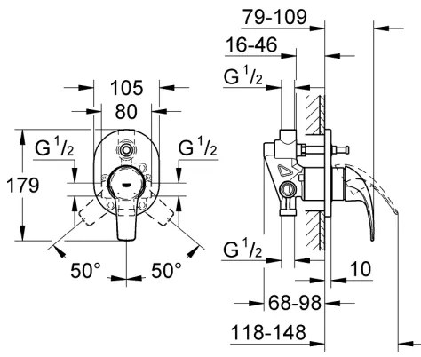 GROHE 29043000 - Miscelatore per vasca EUROCUBE, cromato lucido