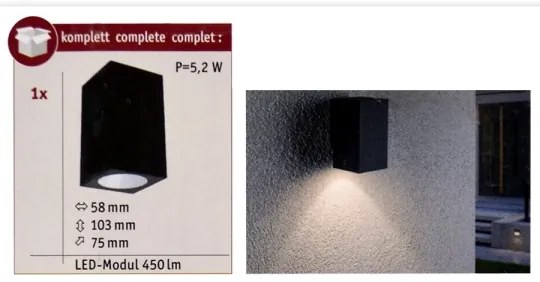 Paulmann 94327 - LED/3,8W IP44 Applique da esterno FLAME 230V antracite