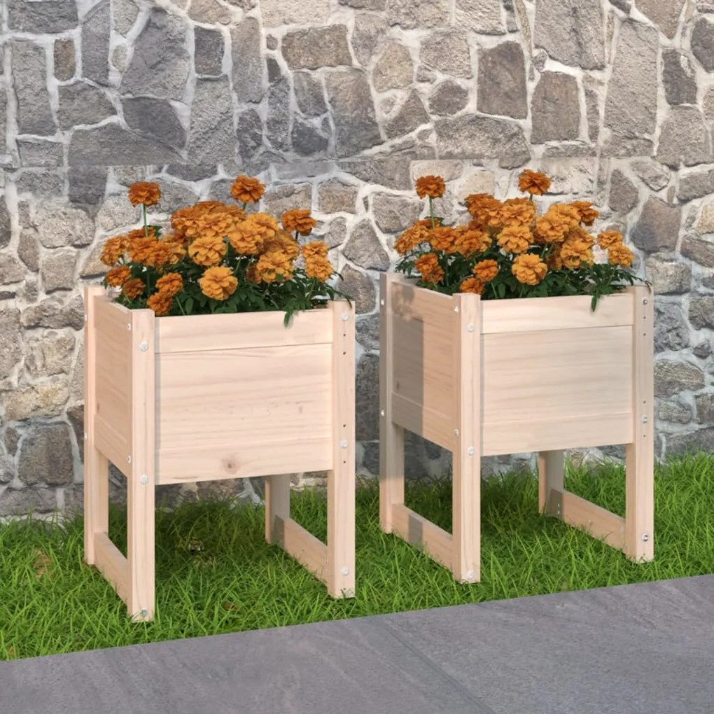 Fioriere 2 Pz 40x40x52,5 Cm İn Legno Massello Di Pino /
