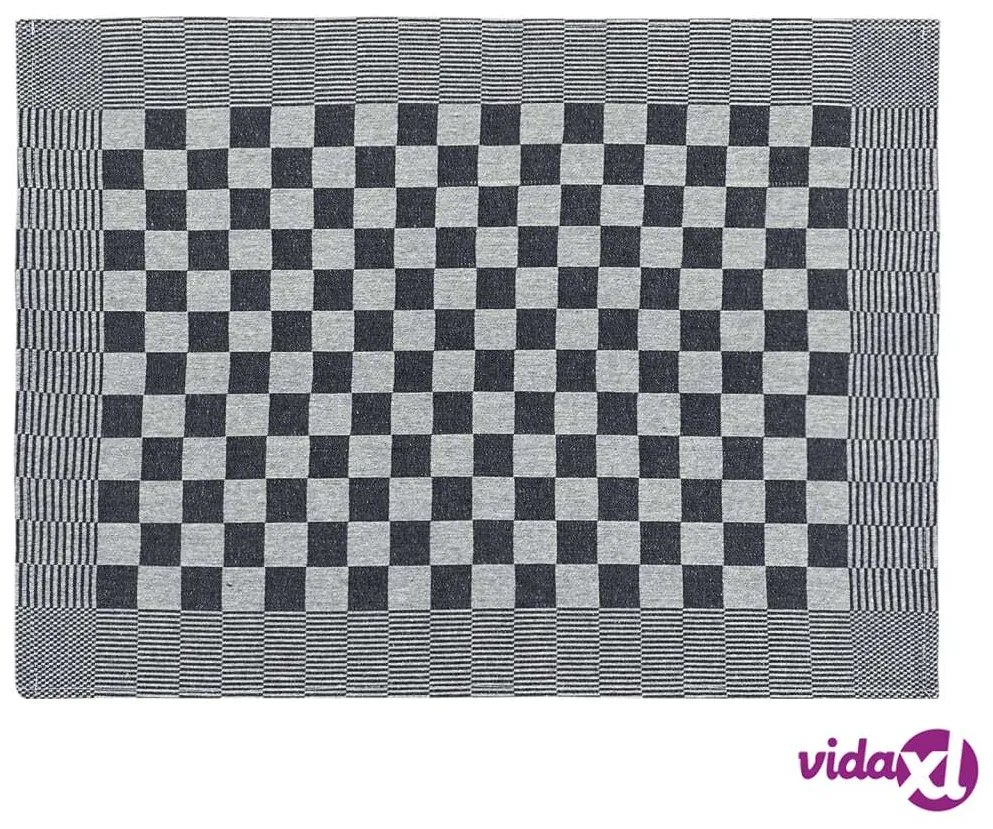 vidaXL Strofinacci da Cucina 10 pz Neri e Bianchi 50x70 cm in Cotone