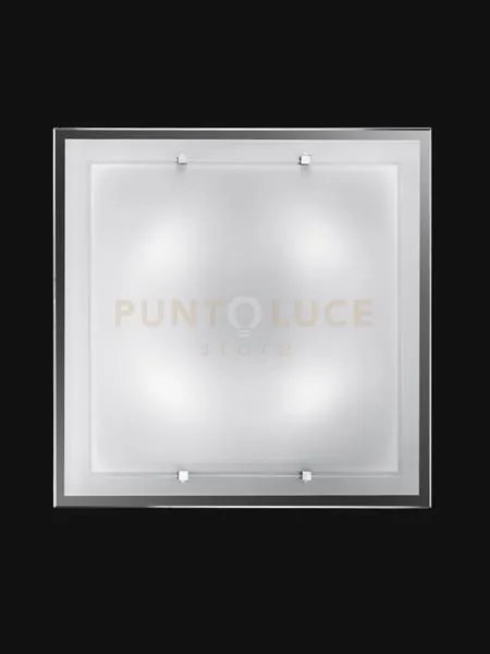 Plafoniera vetro bianco lucido 4 luci attacco e27 in metallo e allu...