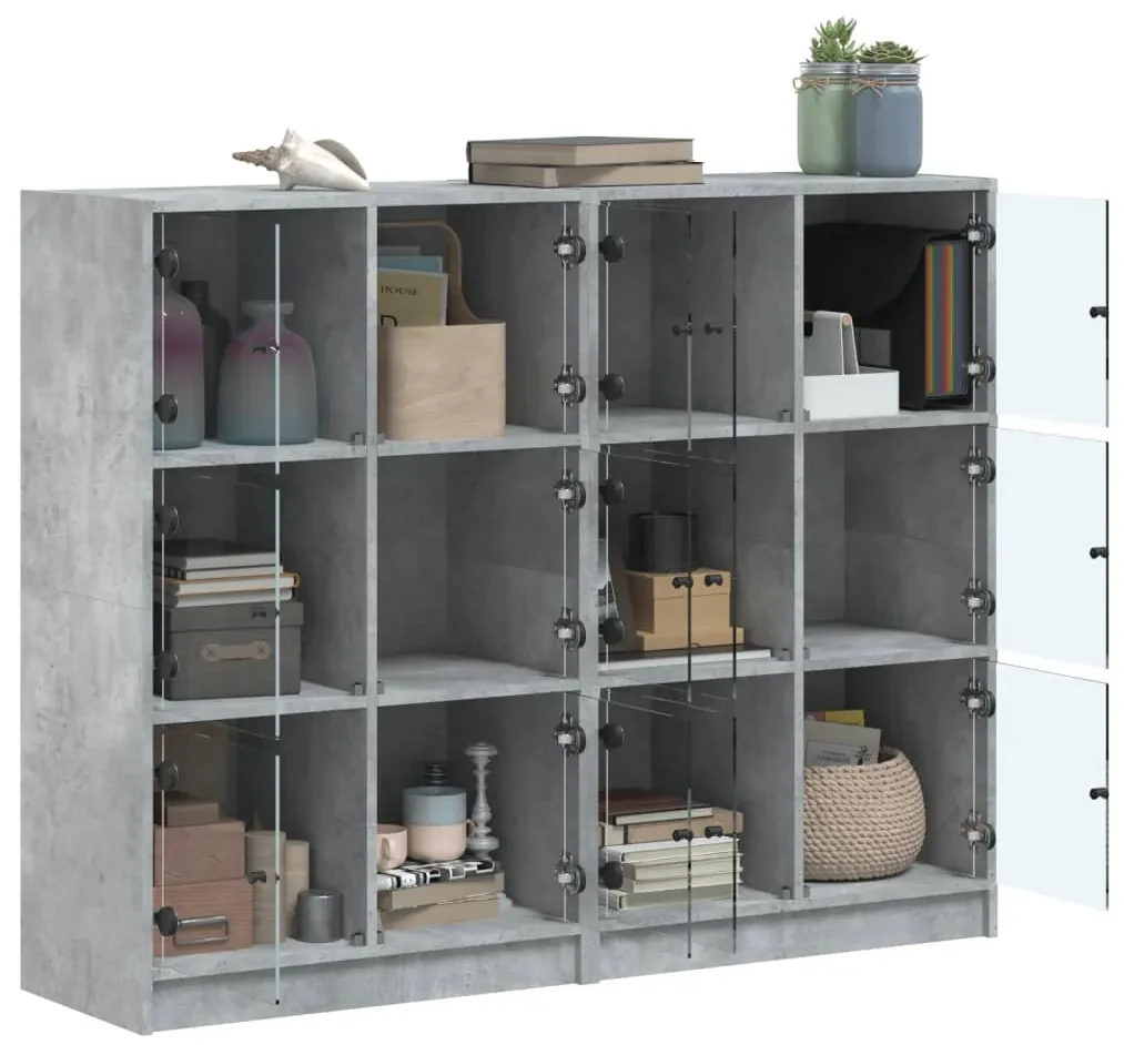Libreria ante grigio cemento 136x37x109 cm in legno multistrato