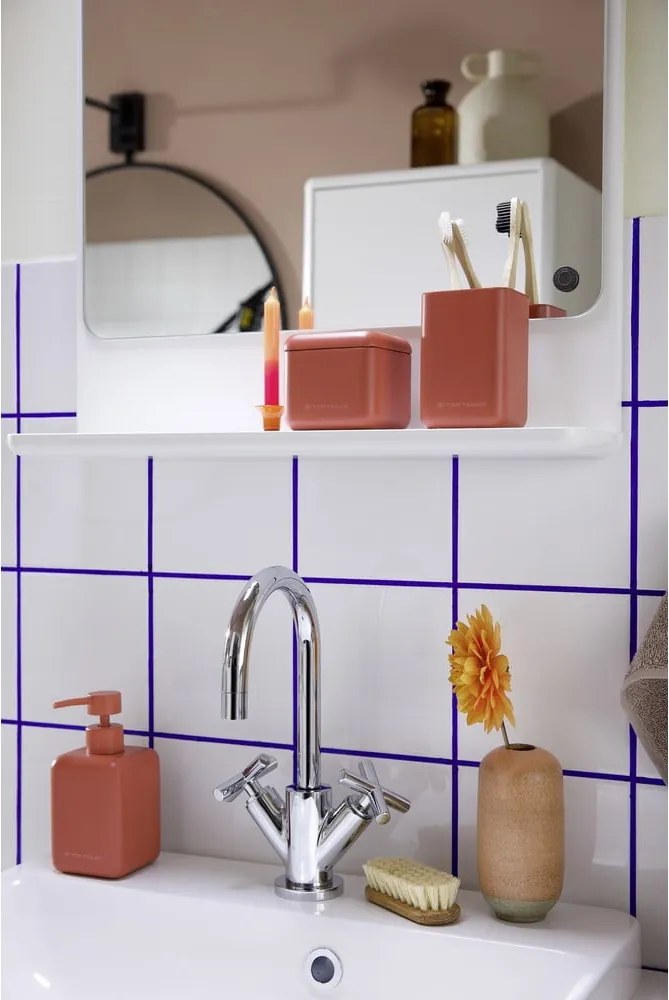 Organizer da bagno in poliresina arancione per dischetti di cotone Tom Tailor T-Rounded – Wenko