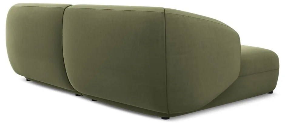 Divano angolare verde (con penisola a sinistra) con rivestimento in velluto Moana – Makamii