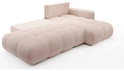 Divano letto angolare imbottito con contenitore a L ALMADA, lato destro, rosa