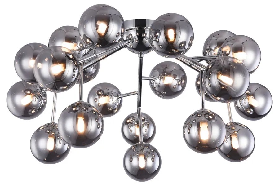 Lampada a soffitto Contemporanea Dallas Metallo Cromo 20 Luci Diffusori Fumè