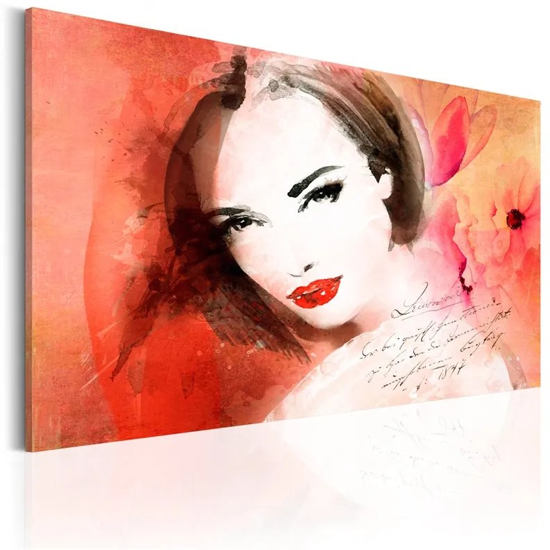 Quadro Dama in cremisi  Colore Rosso, Dimensioni e Misure 90x60