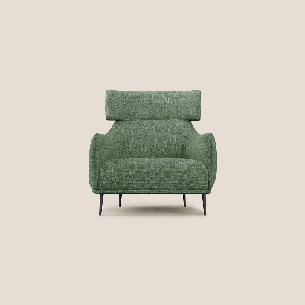 Zelda Poltroncina dal design moderno in morbido tessuto impermeabile T06 verde