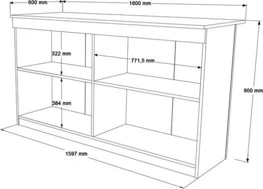 Isola Centrale Cucina 160 Cm Con Ante E Ripiani Dorian Rovere Effetto Legno