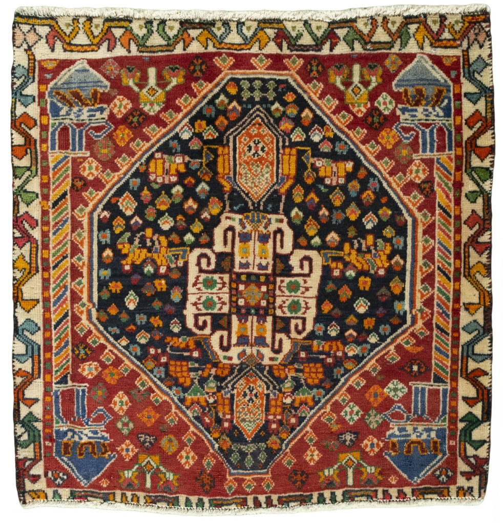 Shiraz Tappeto persiano 70x70 Rosso (Iran) Annodato A Mano
