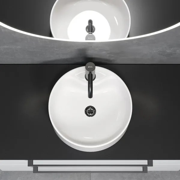 Lavabo da appoggio VIKEDAL Ø 38 cm, ceramica/bianco