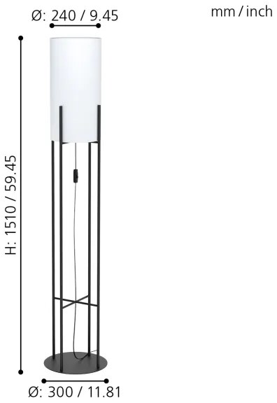 Eglo 43141 - Lampada da terra GLASTONBURY 1xE27/60W/230V