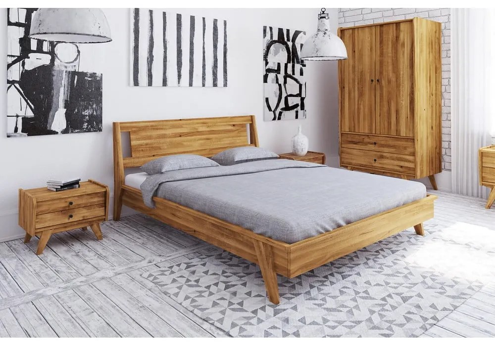 Letto matrimoniale in rovere 140x200 cm Retro 2 - The Beds