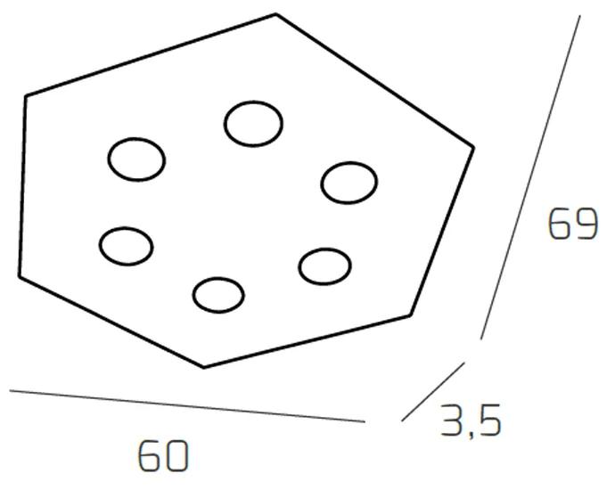 Plafoniera Moderna Esagonale Hexagon Metallo Marrone 6 Luci Led 12X6W