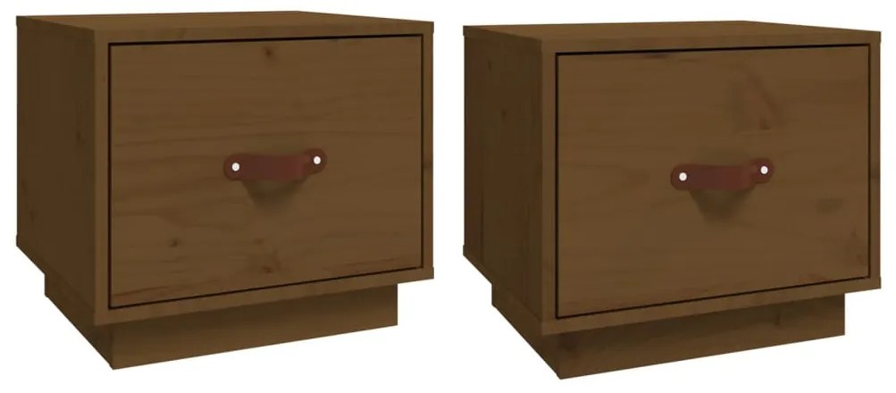 Comodini 2 pz miele 40x34x35 cm in legno massello di pino