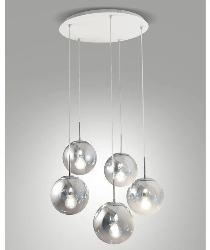 Lampadario Neoclassico ANJA cromo paralume cromo 5x E27 LA MIA LUCE
