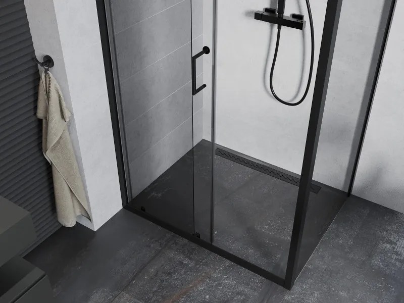 Mexen Apia cabina doccia scorrevole 100 x 80 cm, trasparente, nero - 840-100-080-70-00
