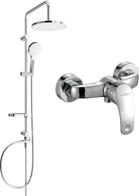 Mexen Erik set doccia esterno con soffione e rubinetto doccia Fabia, cromo - 746540205-00