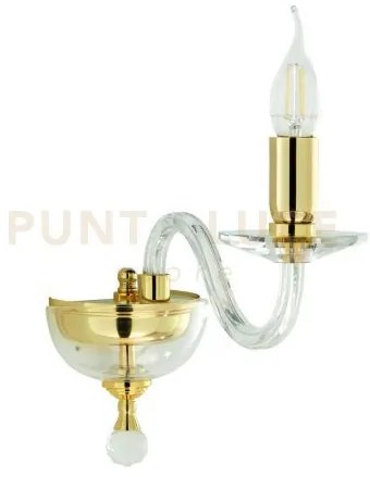 Applique  paganini cristallo oro 1 luci attacco e14 h.30cm