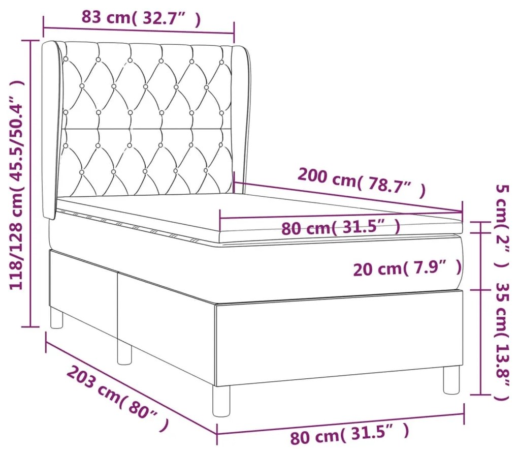 Giroletto a Molle con Materasso Crema 80x200 cm inTessuto