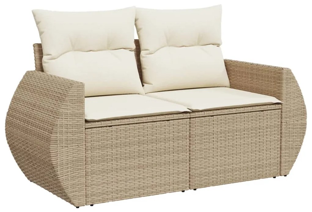 Set Divani da Giardino 7 pz con Cuscini Beige in Polyrattan