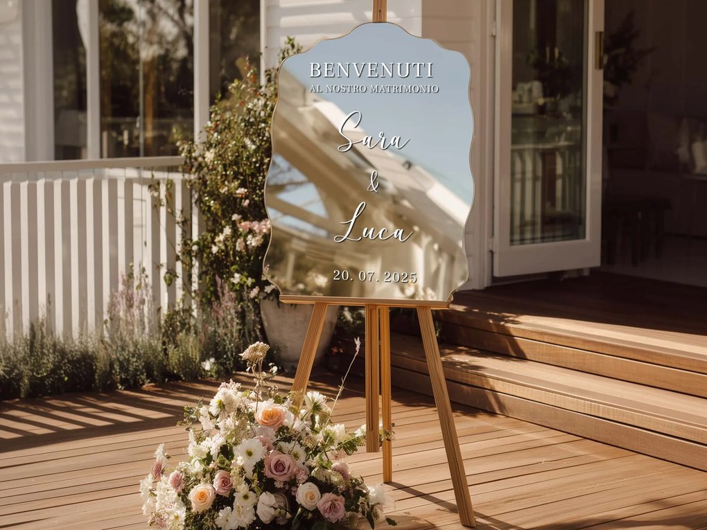 Adesivo personalizzato per specchio S51 – Benvenuti al nostro matrimonio