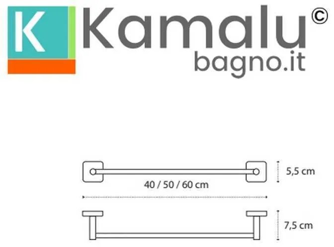 Kamalu - portasalviette a barra 50cm in acciaio inox finitura nera opaca| clode-n