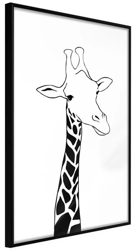 Poster  Black and White Giraffe  Cornice Quadri Cornice nera, Larghezza x Altezza Home decor 20x30