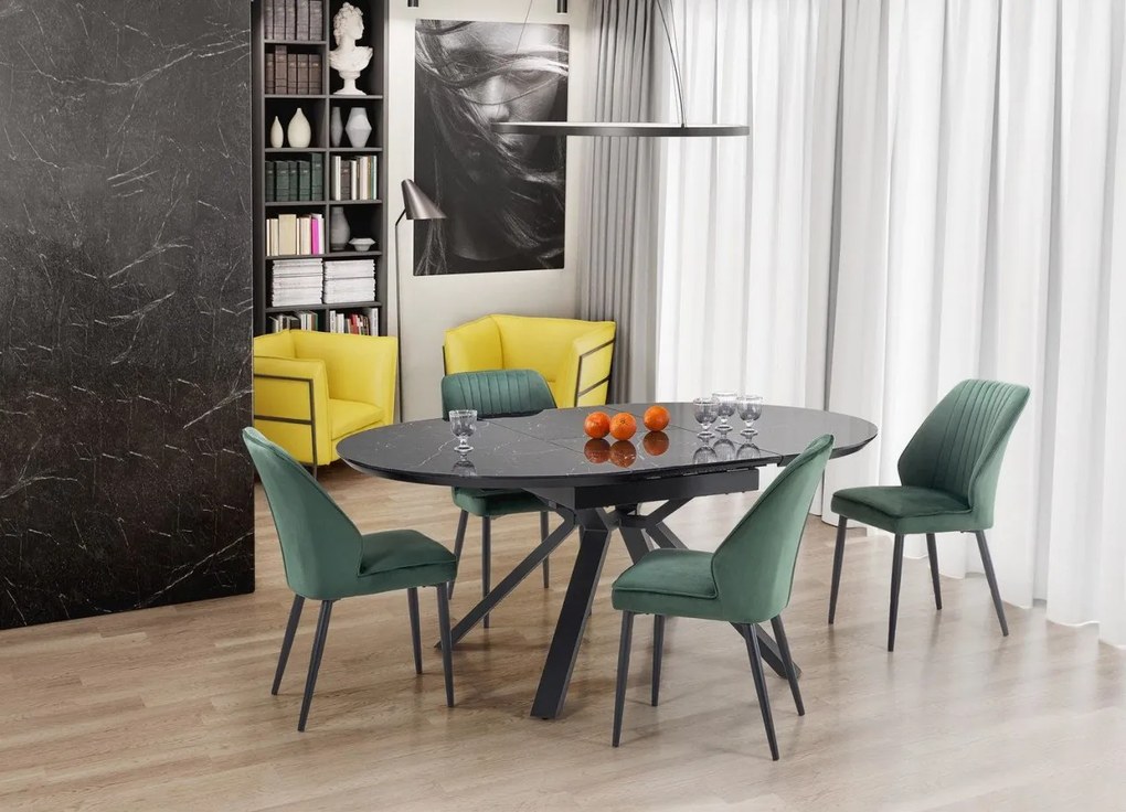 Set tavolo Vertigo allungabile 130-180 cm + 4 sedie K432 verde