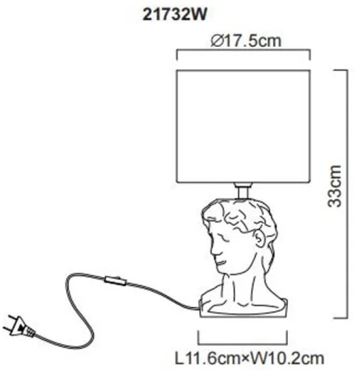 Globo 21732W - Lampada da tavolo HERMES 1xE14/40W/230V bianco