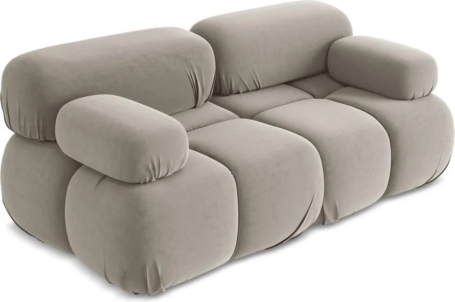 Divano componibile beige con rivestimento in velluto 190 cm Lokua – Makamii