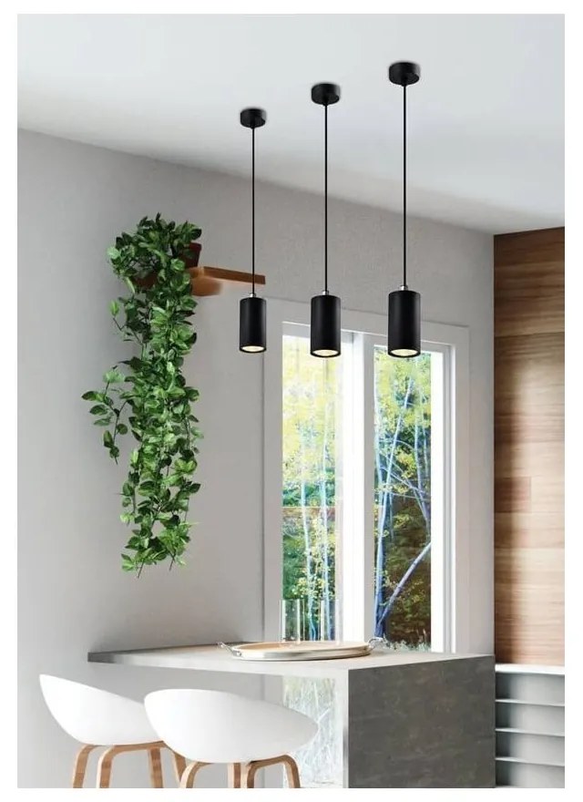 Lampada a sospensione nera con paralume in metallo ø 7 cm Tubo - Candellux Lighting