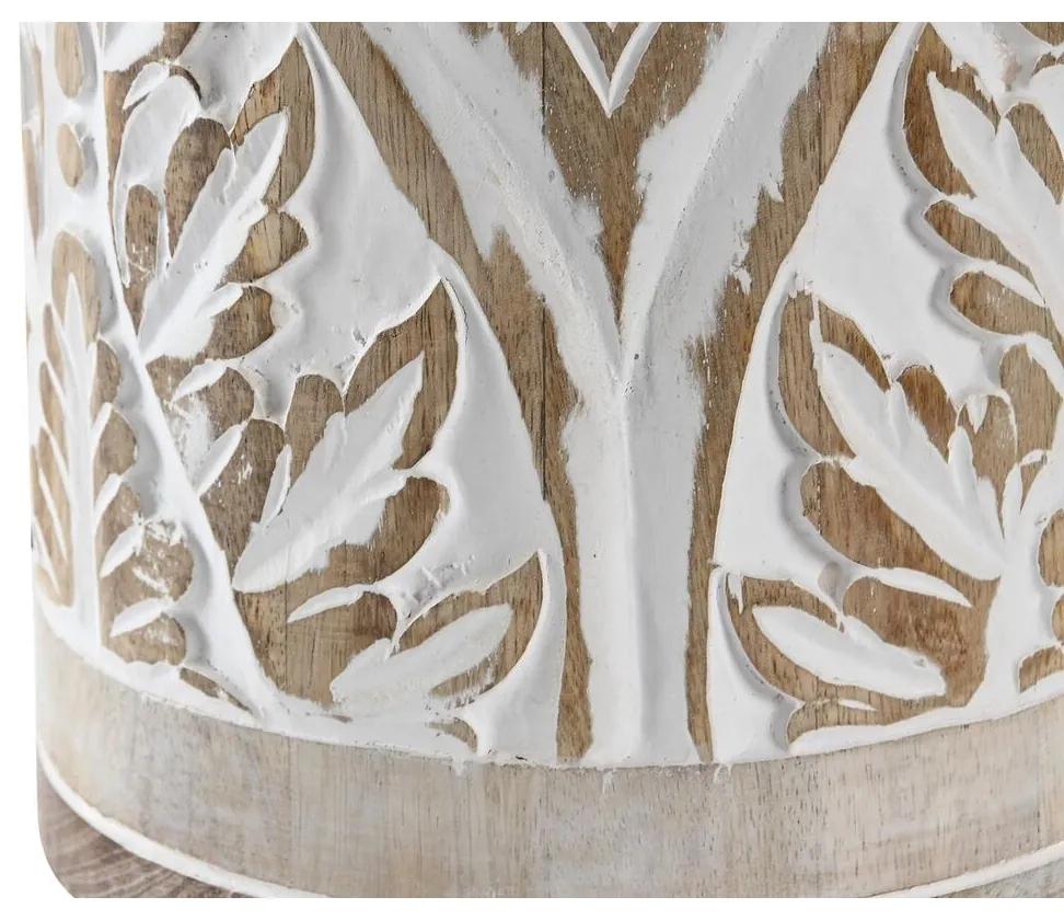 Lampada da tavolo DKD Home Decor Naturale Beige Cotone Bianco Legno di mango 50 W (18 x 18 x 30 cm)