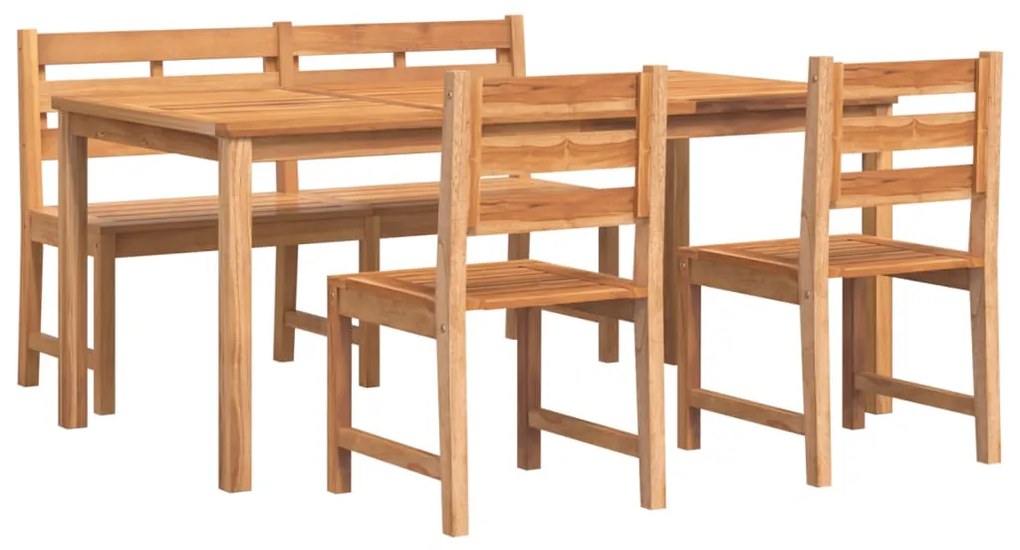 Set da pranzo per giardino 4 pz in legno massello di teak