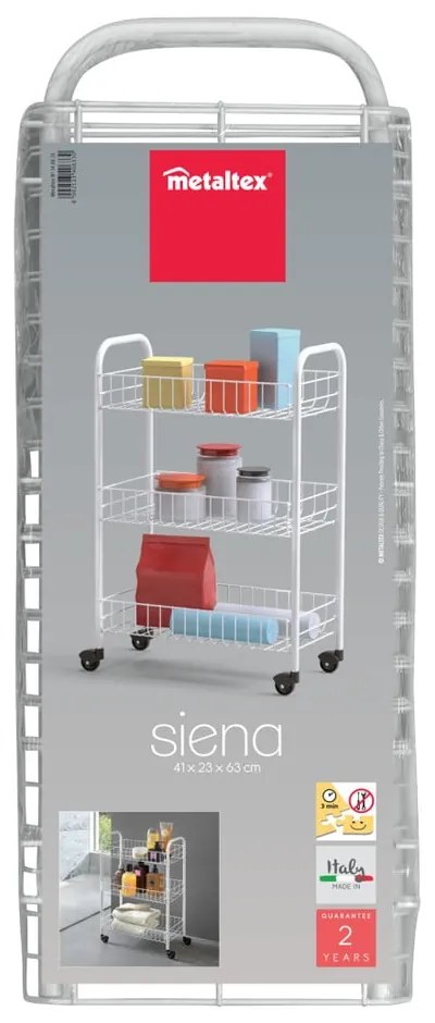 Carrello portaoggetti bianco in metallo 41x63x23 cm Siena – Metaltex